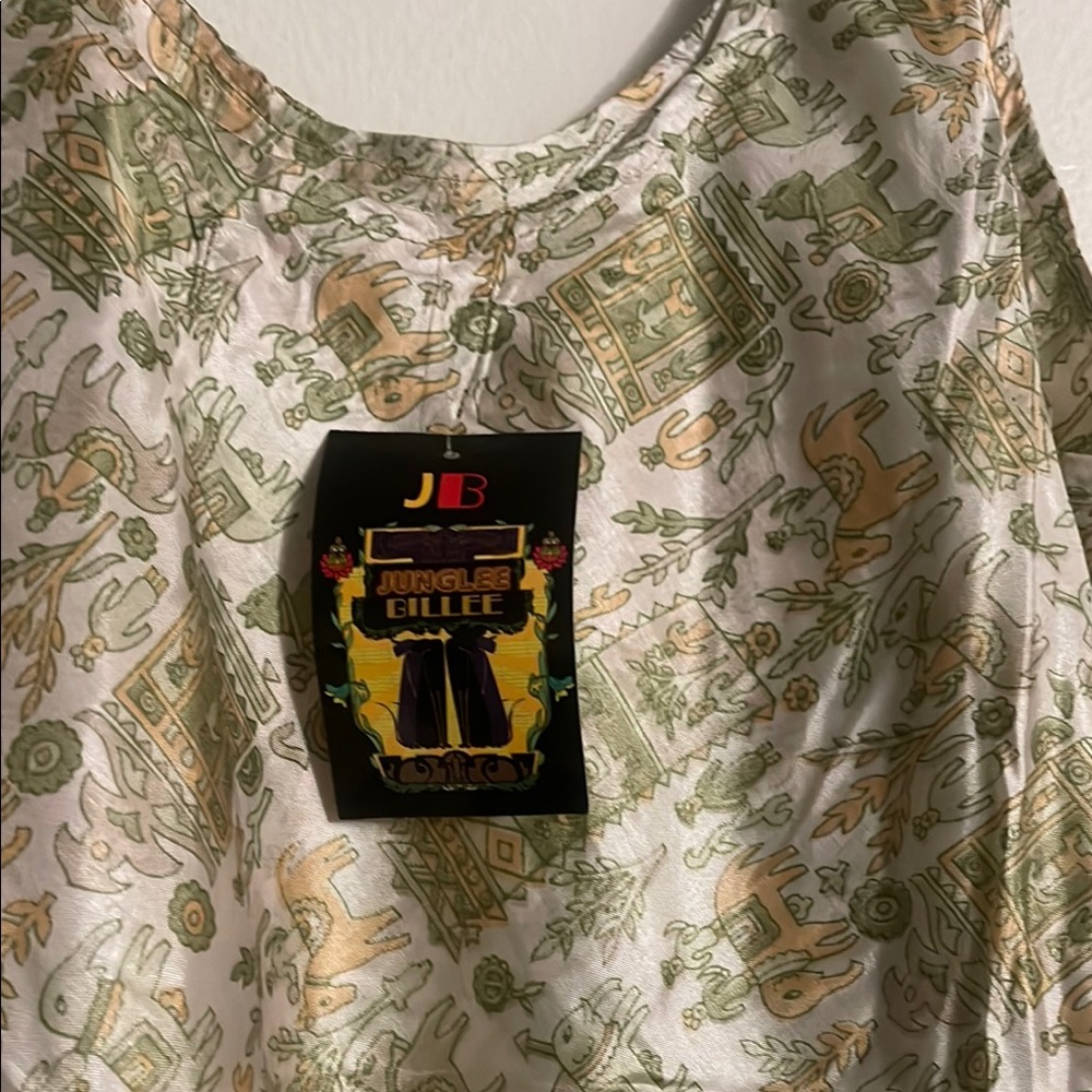 Boho Green Asymmetrical High-Low Double Layer Shift Dress - Picture 2 of 3